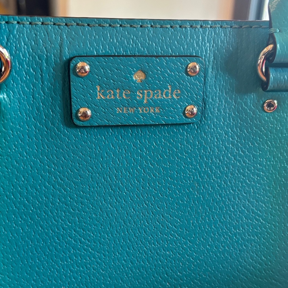 kate spade teal leather satchel handbag - Picture 2 of 5